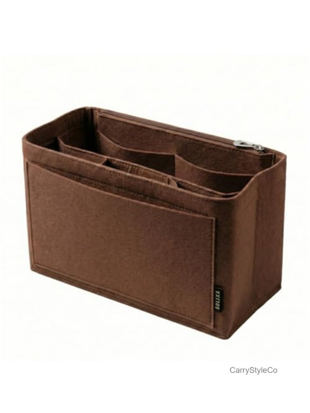 Felt Purse Organizer Insert for Tote Bags 8 Compartments Metal Zippers
